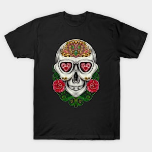 Sugar skull lovers day of the dead. T-Shirt